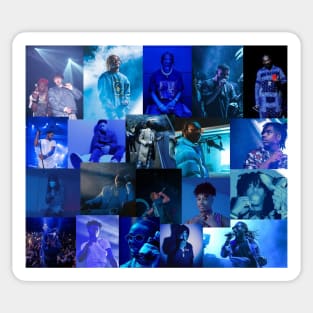 blue rap collage Sticker